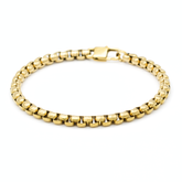 Men's gold box chain bracelet close-up on white background